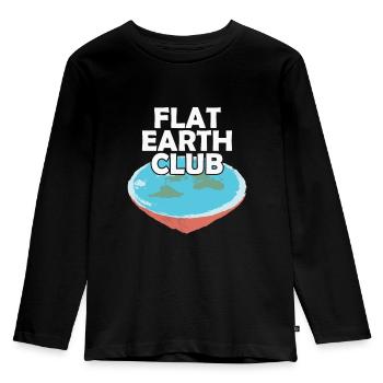 Flat Flat Earth Flat Earth Conspiracy - Kids' Premium Longsleeve Shirt - black - Front - AI Model Kid Male (0cm)