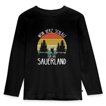 Sauerland Sauerländer Soest Wandern Geschenkidee - Kinder Premium Bio Langarmshirt - Schwarz - Vorne - AI Model Kid Male (0cm)