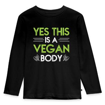 veganer Körper Vegan Veganer - Kinder Premium Bio Langarmshirt - Schwarz - Vorne - AI Model Kid Male (0cm)
