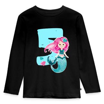 5. Geburtstag Meerjungfrau 5 Jahre - Kinder Premium Bio Langarmshirt - Schwarz - Vorne - AI Model Kid Male (0cm)