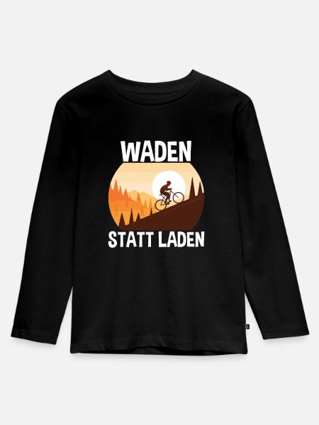 Waden Statt Laden Radfahrer - Kinder Premium Bio Langarmshirt - Schwarz