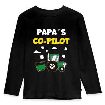 Papas Co-Pilot Landwirt Bauer Traktor - Kinder Premium Bio Langarmshirt - Schwarz - Vorne - AI Model Kid Male (0cm)