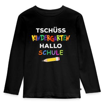 Einschulung ABC Tschüss Kindergarten Hallo Schule - Kinder Premium Bio Langarmshirt - Schwarz - Vorne - AI Model Kid Male (0cm)
