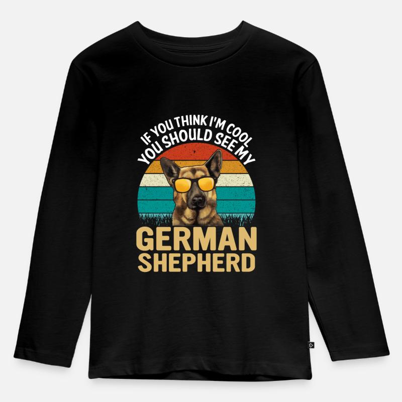 COOLER DEUTSCHER SCHÄFERHUND - Kinder Premium Bio Langarmshirt - Schwarz