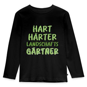 Hart Härter Landschaftsgärtner Job Arbeit - Kinder Premium Bio Langarmshirt - Schwarz - Vorne - AI Model Kid Male (0cm)