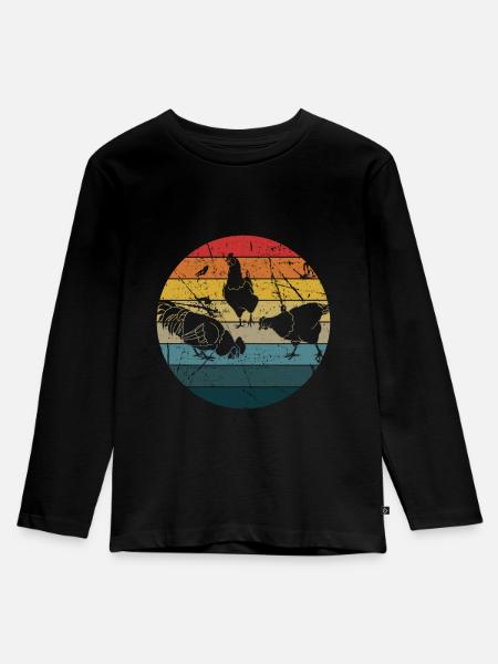Huhn - Kinder Premium Bio Langarmshirt - Schwarz