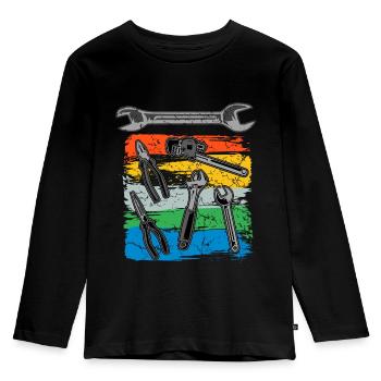 Plant mechanic, plumber, plumbing, gas - Kids' Premium Longsleeve Shirt - black - Front - AI Model Kid Male (0cm)