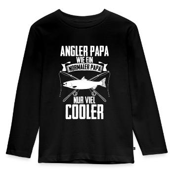 Angeln Papa - Kinder Premium Bio Langarmshirt - Schwarz - Vorne - AI Model Kid Male (0cm)