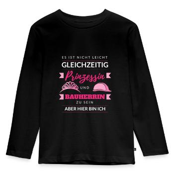 Bauherrin - Kinder Premium Bio Langarmshirt - Schwarz - Vorne - AI Model Kid Male (0cm)