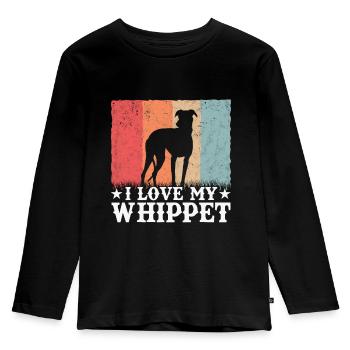 I love my Whippet Hund Windhund Retro - Kinder Premium Bio Langarmshirt - Schwarz - Vorne - AI Model Kid Male (0cm)