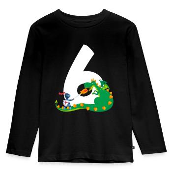 6ème anniversaire Chevalier Château 6 ans dragon - T-shirt manches longues Premium Enfant - noir - Devant - AI Model Kid Male (0cm)