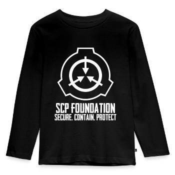 SCP Foundation - Kinder Premium Bio Langarmshirt - Schwarz - Vorne - AI Model Kid Male (0cm)