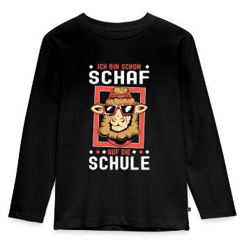 Schulkind Cooles Schaf Einschulung Schulanfang Fun - Kinder Premium Bio Langarmshirt - Schwarz - Vorne - AI Model Kid Male (0cm)