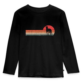Whippet Retro Windhund Vintage Sighthound - Kinder Premium Bio Langarmshirt - Schwarz - Vorne - AI Model Kid Male (0cm)