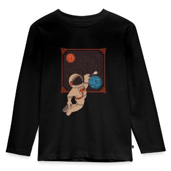 Weltraum Astronaut - Kinder Premium Bio Langarmshirt - Schwarz - Vorne - AI Model Kid Male (0cm)