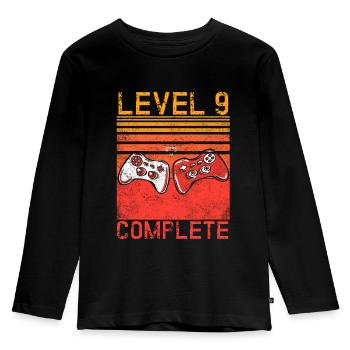 9th Children's Birthday Boy Level 9 Gaming 9 Years - Kids' Premium Longsleeve Shirt - black - Front - AI Model Kid Male (0cm)