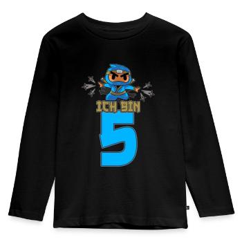 Kinder Ninja Fünfter Geburtstag Samurai Ninja 5 - Kinder Premium Bio Langarmshirt - Schwarz - Vorne - AI Model Kid Male (0cm)