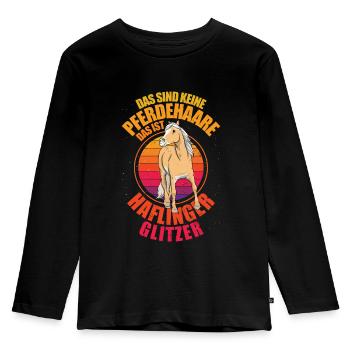 Haflinger Pferd - Kinder Premium Bio Langarmshirt - Schwarz - Vorne - AI Model Kid Male (0cm)
