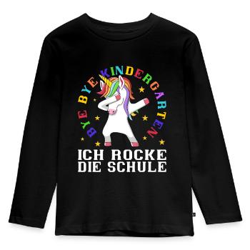 Bye Bye Kindergarten ich rocke die Schule - Kinder Premium Bio Langarmshirt - Schwarz - Vorne - AI Model Kid Male (0cm)