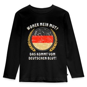 MUT VOM DEUTSCHEN BLUT - Kinder Premium Bio Langarmshirt - Schwarz - Vorne - AI Model Kid Male (0cm)