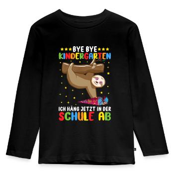 Schulanfang Faultier Einschulung Geschenk - Kinder Premium Bio Langarmshirt - Schwarz - Vorne - AI Model Kid Male (0cm)