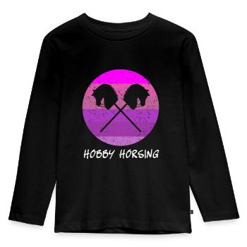 Hobby horse Reiten Geschenkidee - Kinder Premium Bio Langarmshirt - Schwarz - Vorne - AI Model Kid Male (0cm)