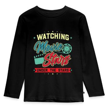 Kino Filmstars und Sternenhimmel - Open Air Kino - Kinder Premium Bio Langarmshirt - Schwarz - Vorne - AI Model Kid Male (0cm)