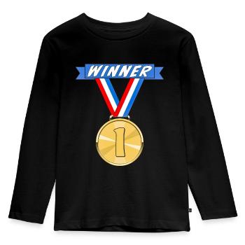 MÉDAILLE WINNER - T-shirt manches longues Premium Enfant - noir - Devant - AI Model Kid Male (0cm)