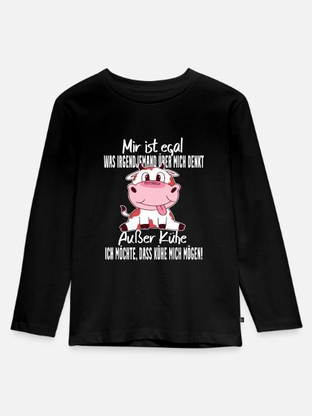 Mir ist egal was irgendjemand über mich denkt - Kinder Premium Bio Langarmshirt - Schwarz