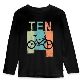 Children 10 Birthday BMX 10Years Children's Birthday - Kids' Premium Longsleeve Shirt - black - Front - AI Model Kid Male (0cm)