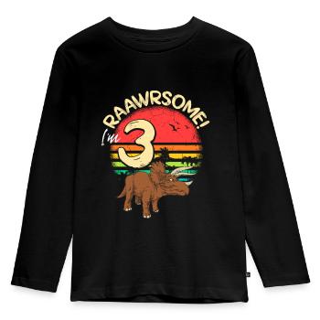 Triceratops Dinosaur 3 Years Birthday Dino - Kids' Premium Longsleeve Shirt - black - Front - AI Model Kid Male (0cm)