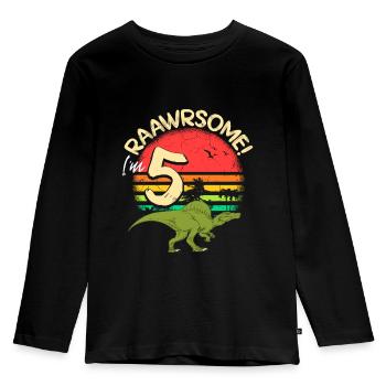 Spinosaurus dinosaures 5 ans d’anniversaire Dino - T-shirt manches longues Premium Enfant - noir - Devant - AI Model Kid Male (0cm)