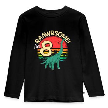 Brachiosaurus dinosaure 8 ans Dino anniversaire - T-shirt manches longues Premium Enfant - noir - Devant - AI Model Kid Male (0cm)
