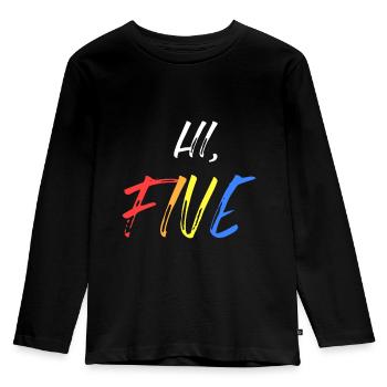 Hi Five Birthday 5 Jahre Geburtstag Geschenk - Kinder Premium Bio Langarmshirt - Schwarz - Vorne - AI Model Kid Male (0cm)
