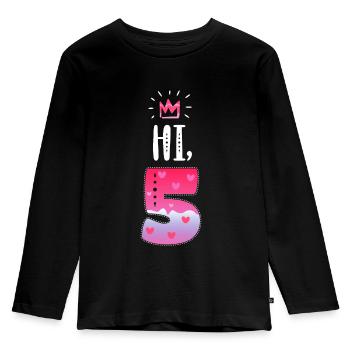 Hi Five Birthday 5 Jahre Geburtstag Mädchen Krone - Kinder Premium Bio Langarmshirt - Schwarz - Vorne - AI Model Kid Male (0cm)
