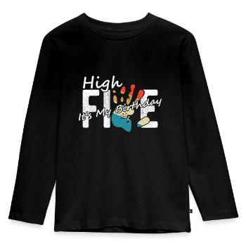 Hi Five Birthday Hi 5 Jahre Geburtstag Geschenk - Kinder Premium Bio Langarmshirt - Schwarz - Vorne - AI Model Kid Male (0cm)