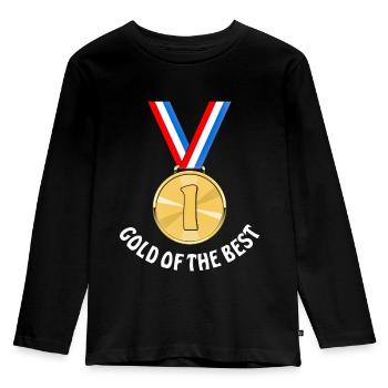 MEDAL GOLD OF THE BEST - Kids' Premium Longsleeve Shirt - black - Front - AI Model Kid Male (0cm)