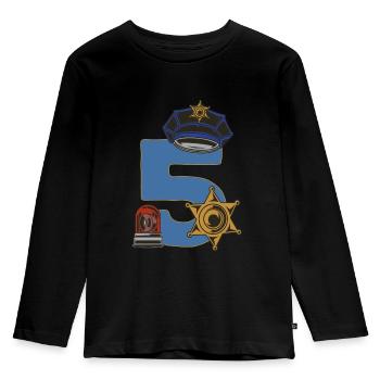 Ich bin schon 5 Jahre Kindergeburtstag Polizei - Kinder Premium Bio Langarmshirt - Schwarz - Vorne - AI Model Kid Male (0cm)