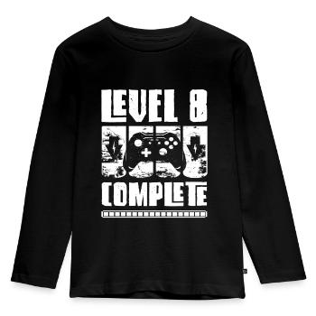 8 Jahre Geburtstagsshirt Junge Gamer Level 8 - Kinder Premium Bio Langarmshirt - Schwarz - Vorne - AI Model Kid Male (0cm)