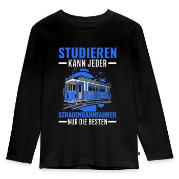 Straßenbahn Straßenbahnfahrer Tram S-Bahn - Kinder Premium Bio Langarmshirt - Schwarz - Vorne - AI Model Kid Male (0cm)