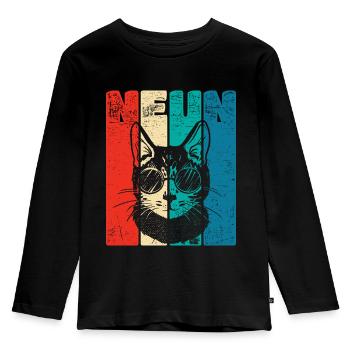 Retro Nine 9 years 9 . Birthday Cool Cat - Kids' Premium Longsleeve Shirt - black - Front - AI Model Kid Male (0cm)
