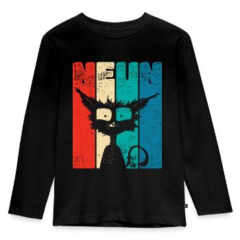 Retro Nine 9 years 9 . Birthday Funny Cat - Kids' Premium Longsleeve Shirt - black - Front - AI Model Kid Male (0cm)