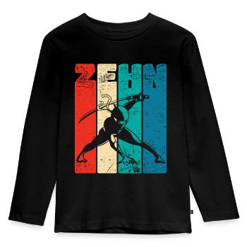 Retro Ten 10 ans 10 . Anniversaire Ninja - T-shirt manches longues Premium Enfant - noir - Devant - AI Model Kid Male (0cm)