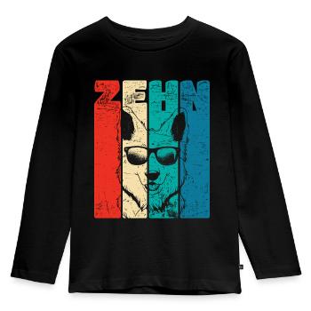 Retro Ten 10 ans 10 . Chien de berger d’anniversaire - T-shirt manches longues Premium Enfant - noir - Devant - AI Model Kid Male (0cm)