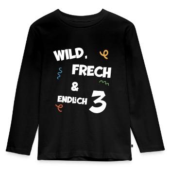 Kindergeburtstag dritter Geburtstag Junge Mädchen - Kinder Premium Bio Langarmshirt - Schwarz - Vorne - AI Model Kid Male (0cm)