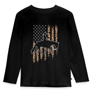 Cheval de plaisir et western rider Équitation western - T-shirt manches longues Premium Enfant - noir - Devant - AI Model Kid Male (0cm)