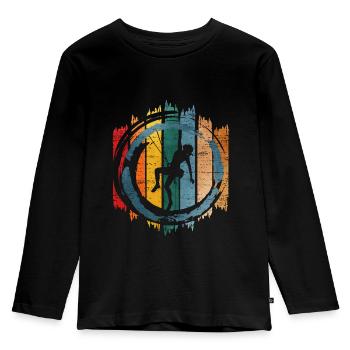 Geschenkidee Kletterin Bergsterigerin Frauenpower - Kinder Premium Bio Langarmshirt - Schwarz - Vorne - AI Model Kid Male (0cm)