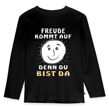 FREUDE KOMMT AUF DENN DU BIST DA - Kinder Premium Bio Langarmshirt - Schwarz - Vorne - AI Model Kid Male (0cm)