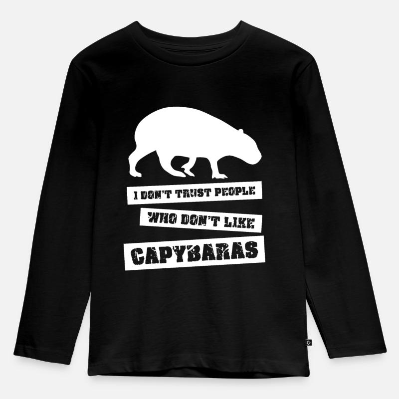 Capybara Witze Wasserschwein Capybaras - Kinder Premium Bio Langarmshirt - Schwarz