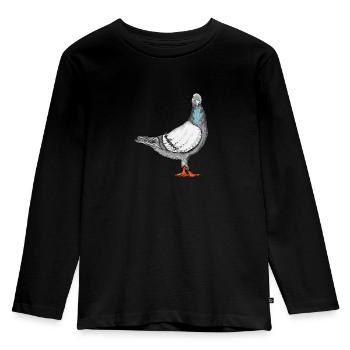 Taube I Vogel Brieftaube Motiv für Taubenzüchter - Kinder Premium Bio Langarmshirt - Schwarz - Vorne - AI Model Kid Male (0cm)